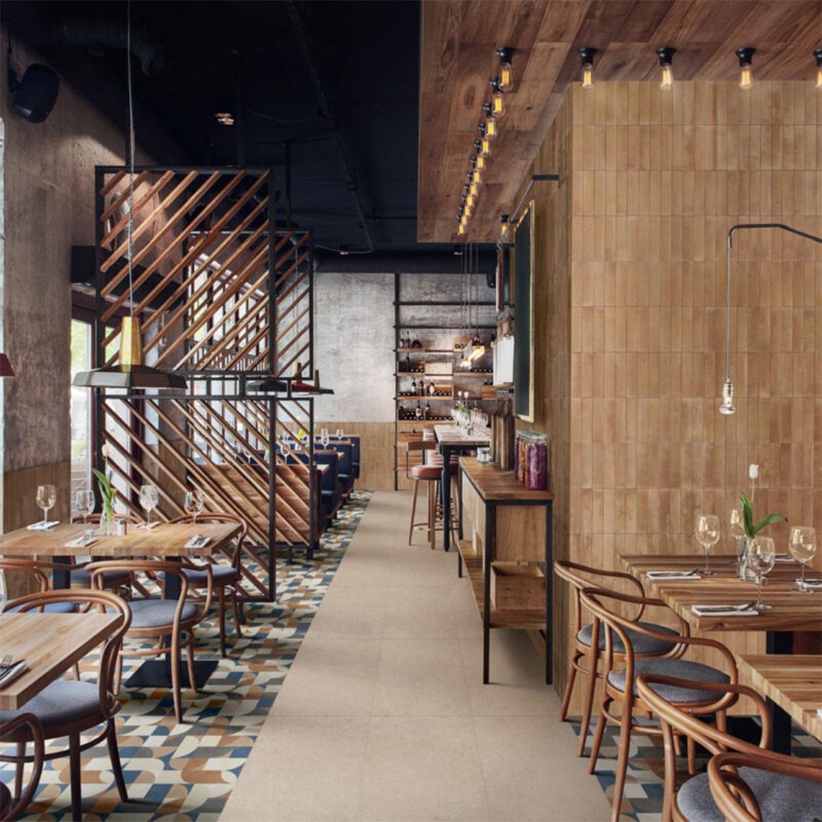 Interior con pavimento Carácter Blanco 60x120