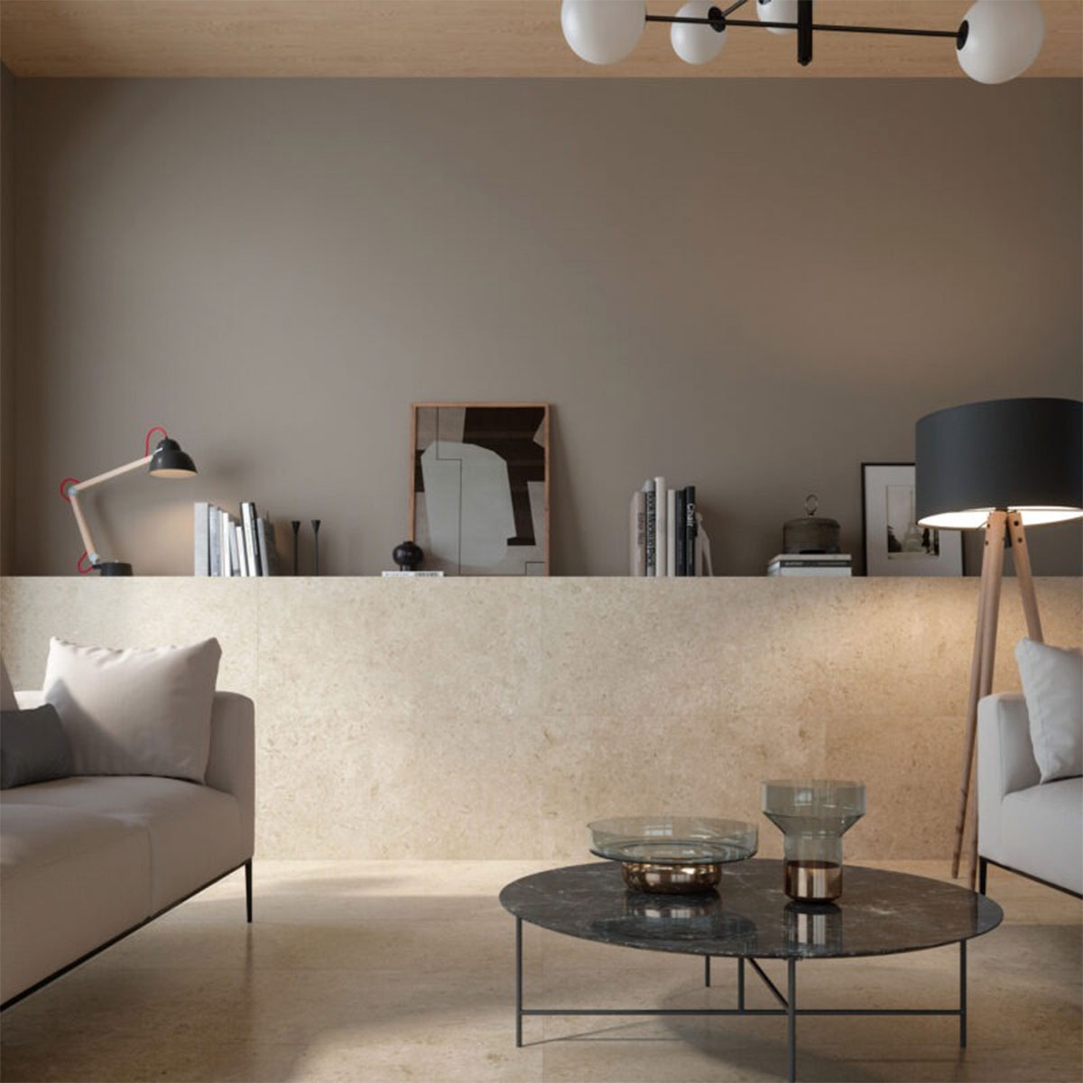 Interior with cladding and flooring Character Greige 60x120