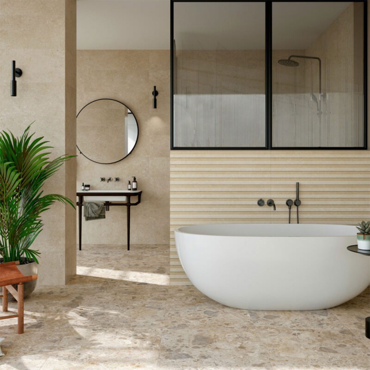 Interior with Greige Character cladding 60x120