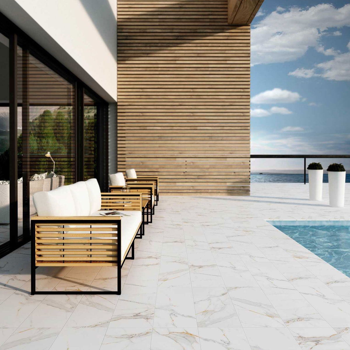 Exterior with Marbles Calacatta Non-slip pavement 33x66.5 (Box 1.10m2)