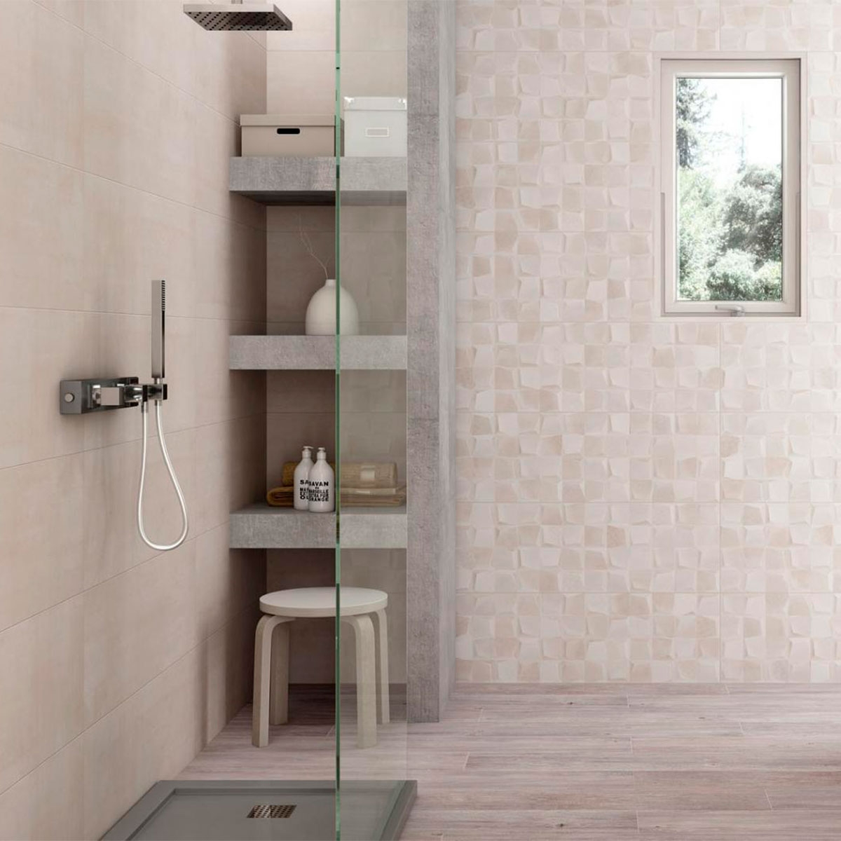 Salle de bain avec revêtement Adair Relief Mix 30x90