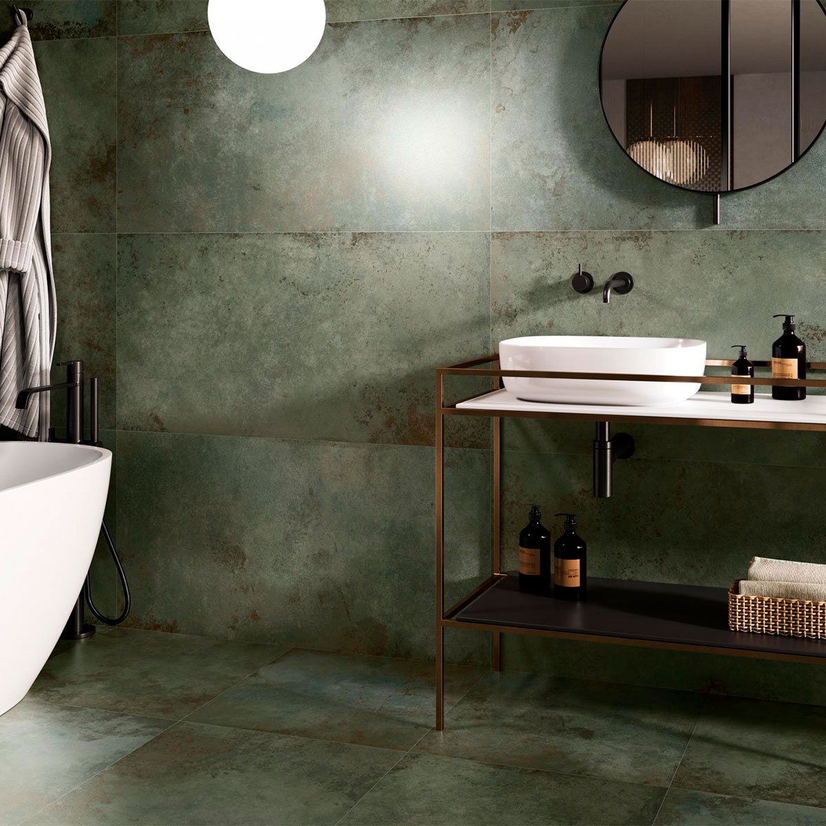 Bathroom with Alloy Mint Lapatto coating 60x120