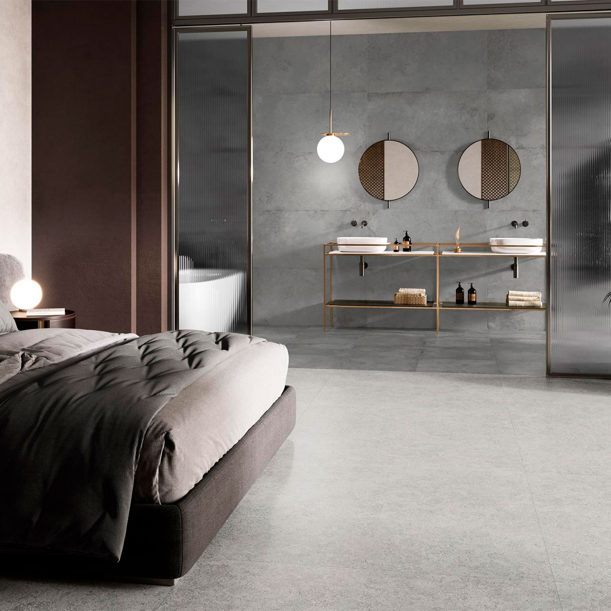 Baño con revestimiento Alloy Pearl Lapatto 60x120