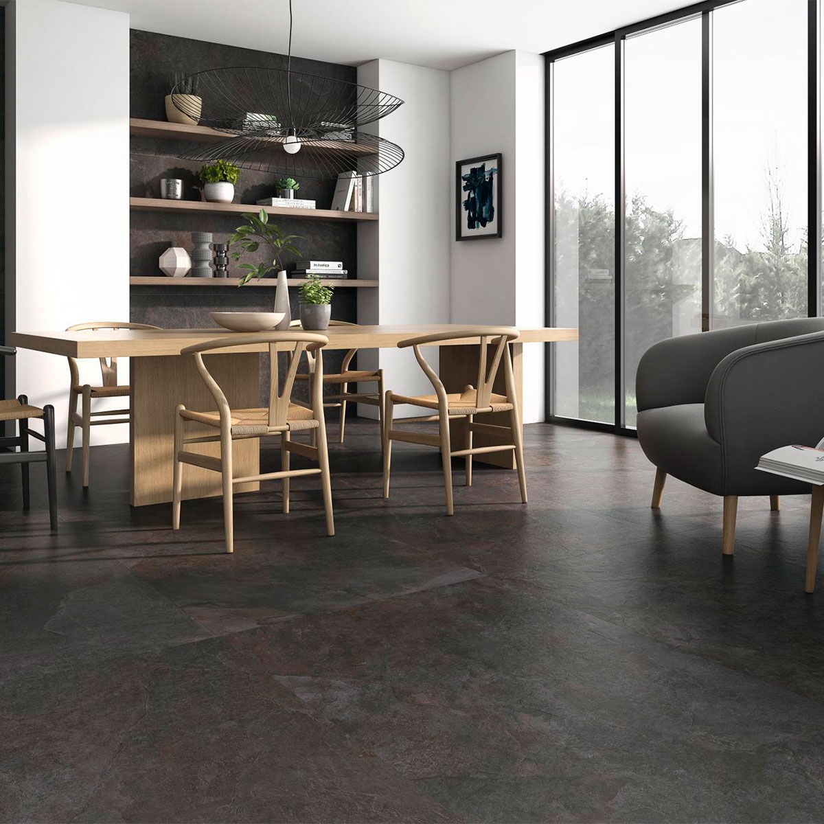 Quarto com pavimento Ardesia Bronze 60x120 (Caixa 1,44m2)