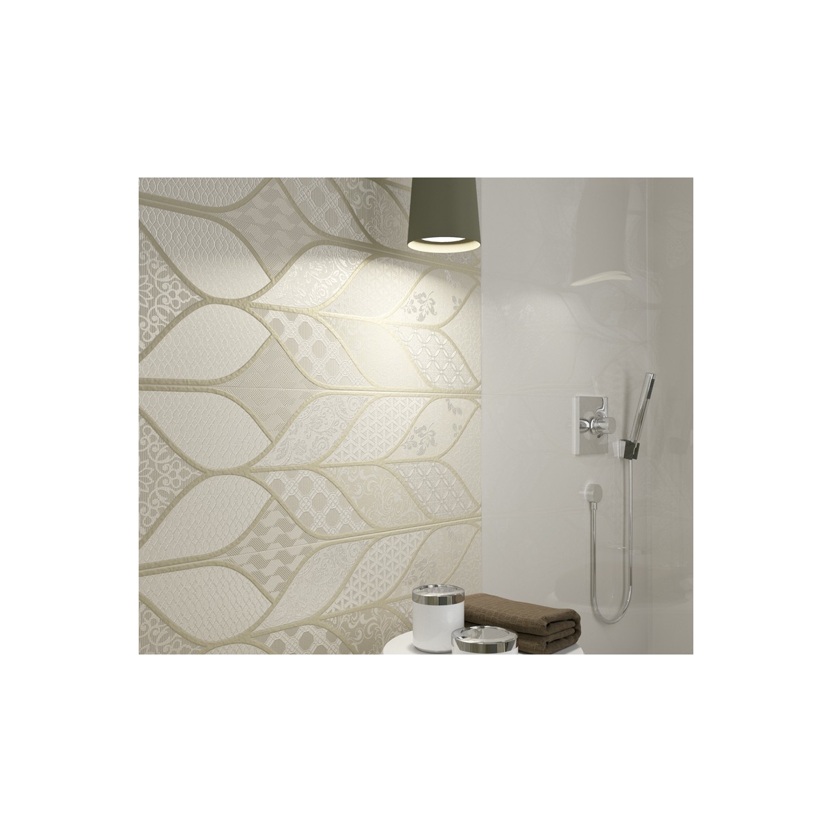 Series 9524 White Relief - Large Bathroom Tiles