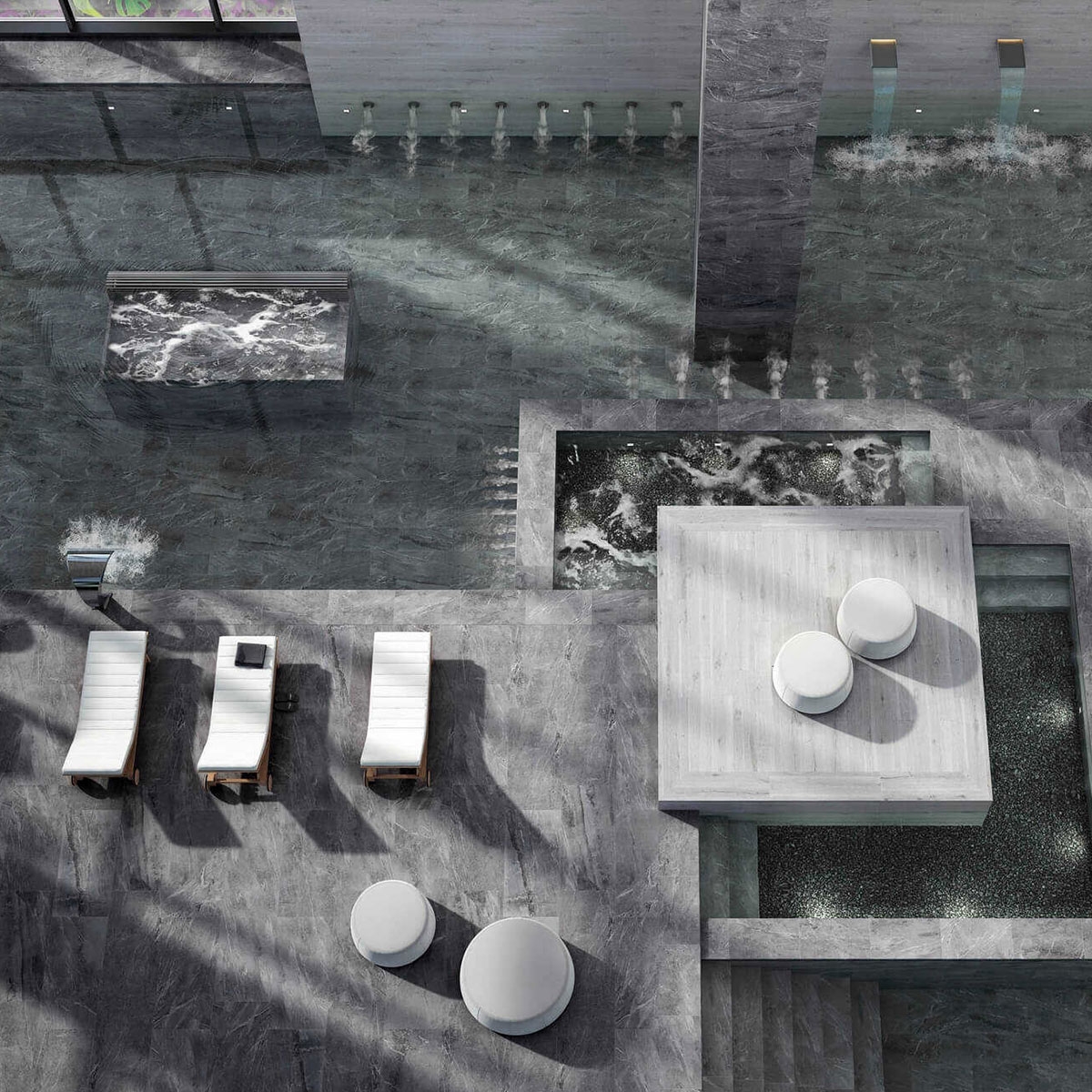 Außenansicht mit Imperial Ash rutschfestem Boden 60x120