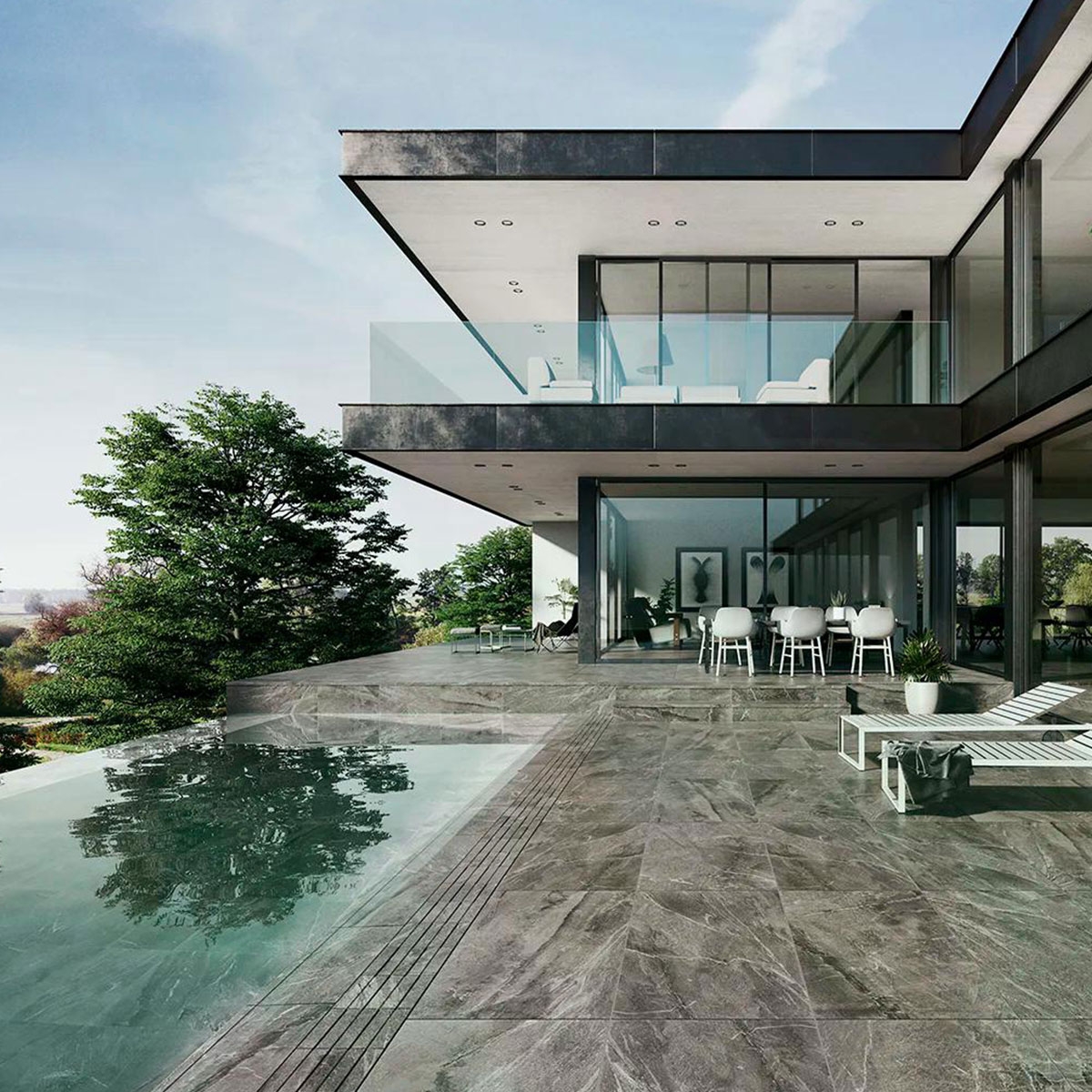 Exterior con pavimento Imperial Moca Antideslizante 60x120