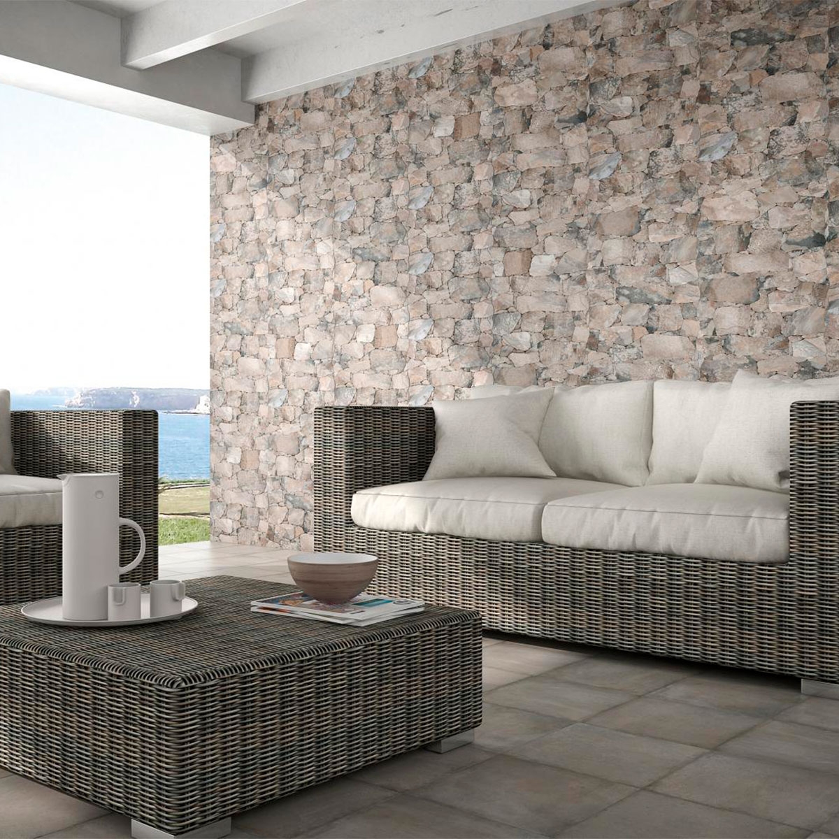 Exterior com revestimento AT Britania Marengo 34x50