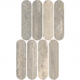 Mosaïque en travertin en argent Ovale Lux 20x36,5 (Boîte 0,29 m2)