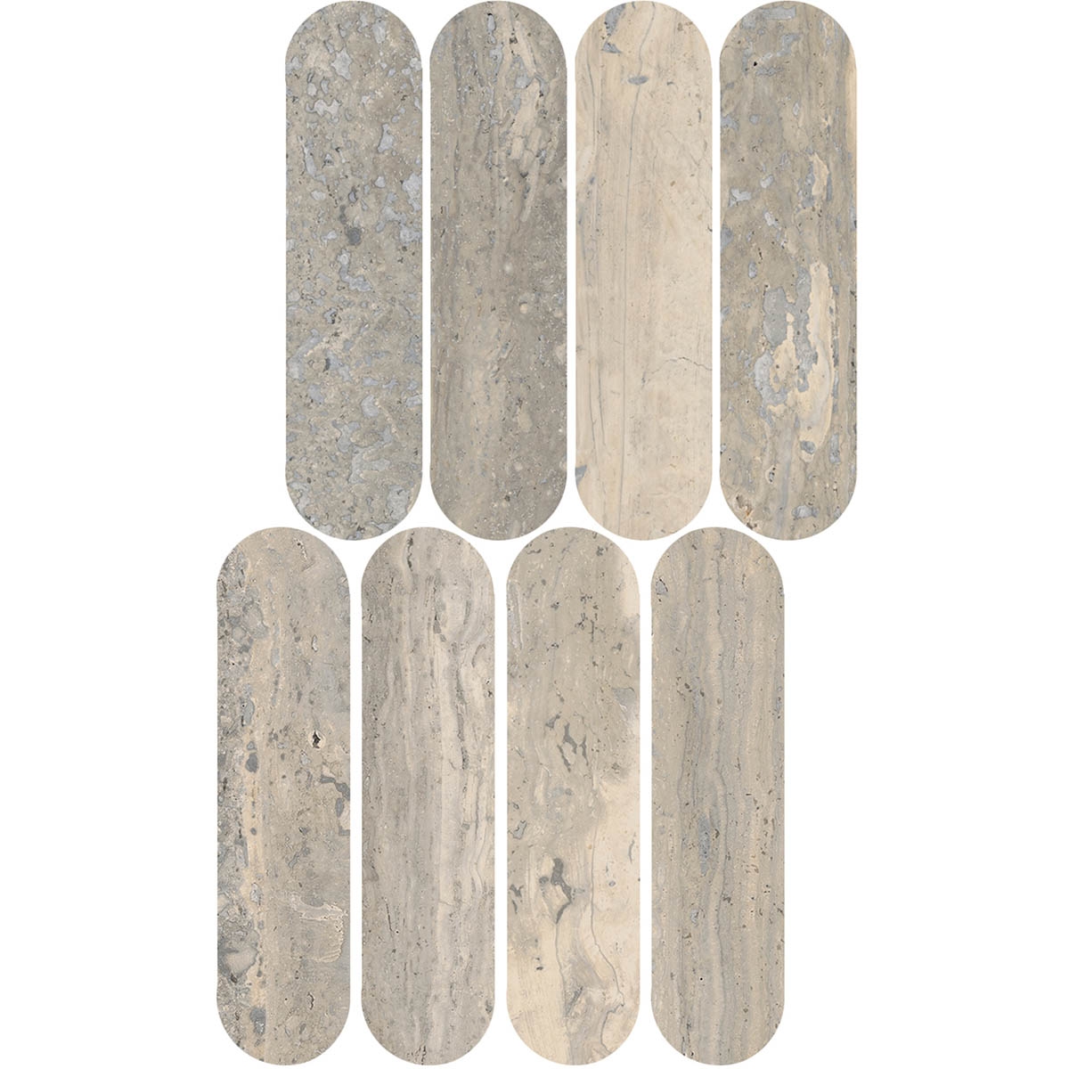 Ovale Lux Travertino Silver Mosaic 20x36,5 (Caixa 0,29 m2)