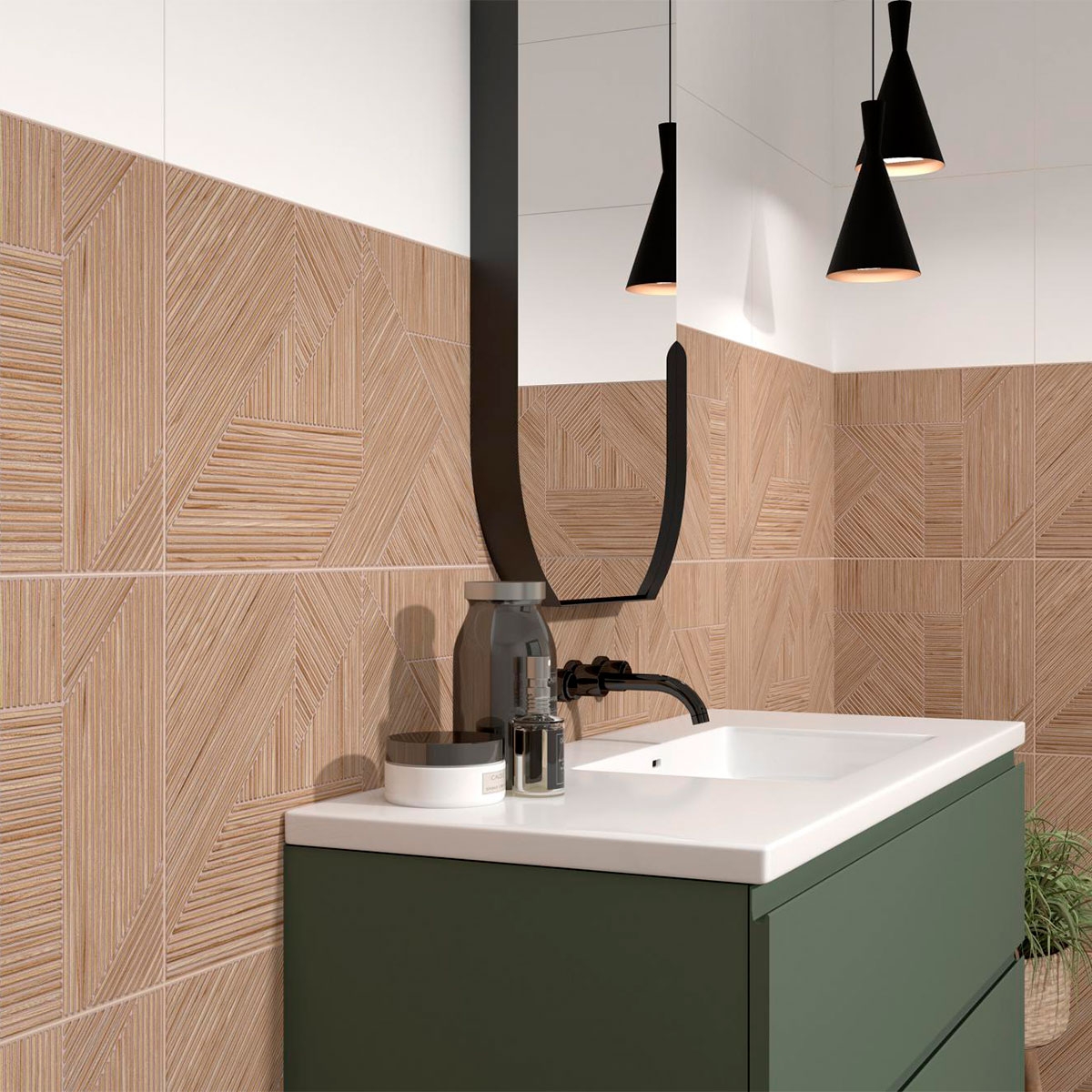 Baño con revestimiento AT Incontro Madera 36x80