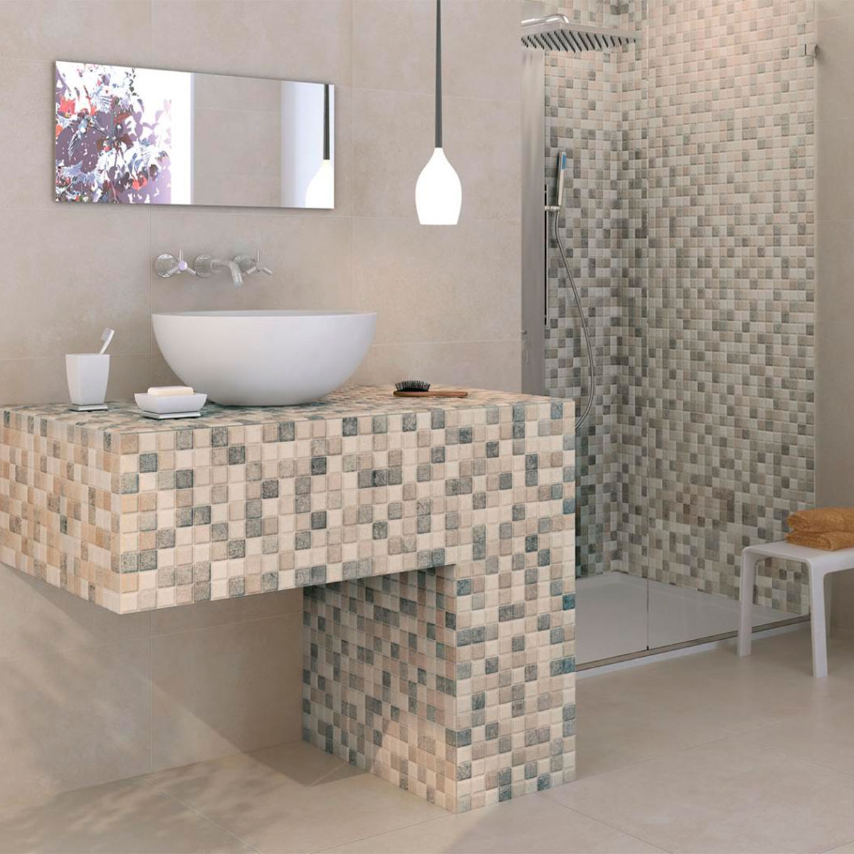Badezimmer mit AT Kiel Arena 33,3x55 Verkleidung