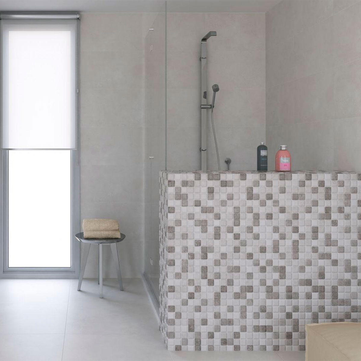 Bathroom with AT Kiel Relief Grey 33.3x55 cladding