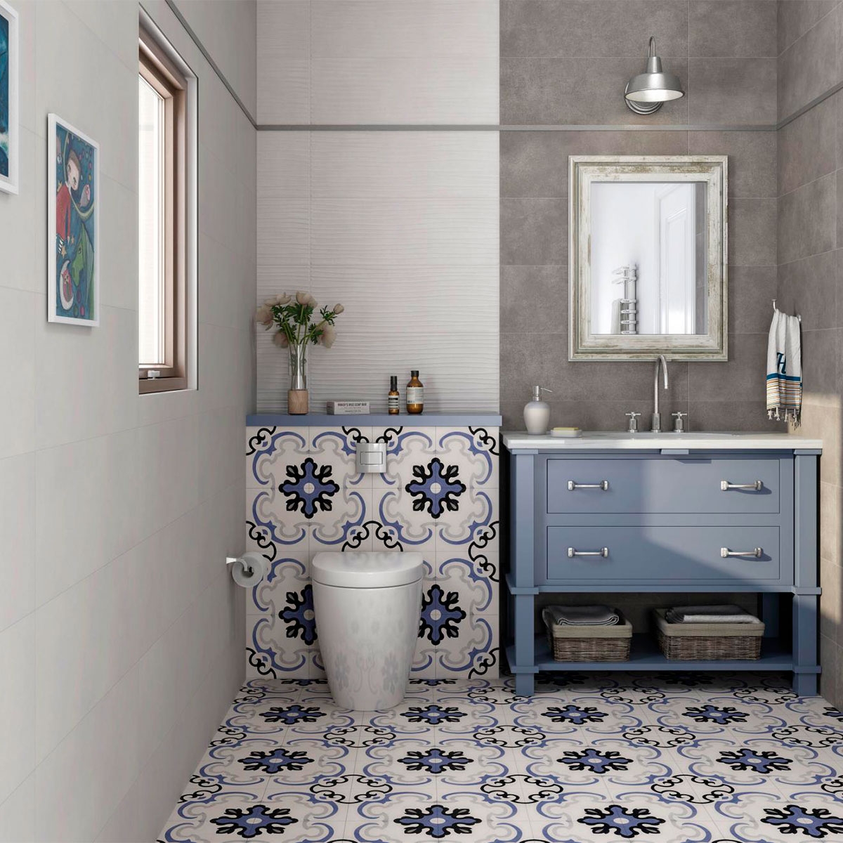 Baño con revestimiento AT Mist Perla 25x70