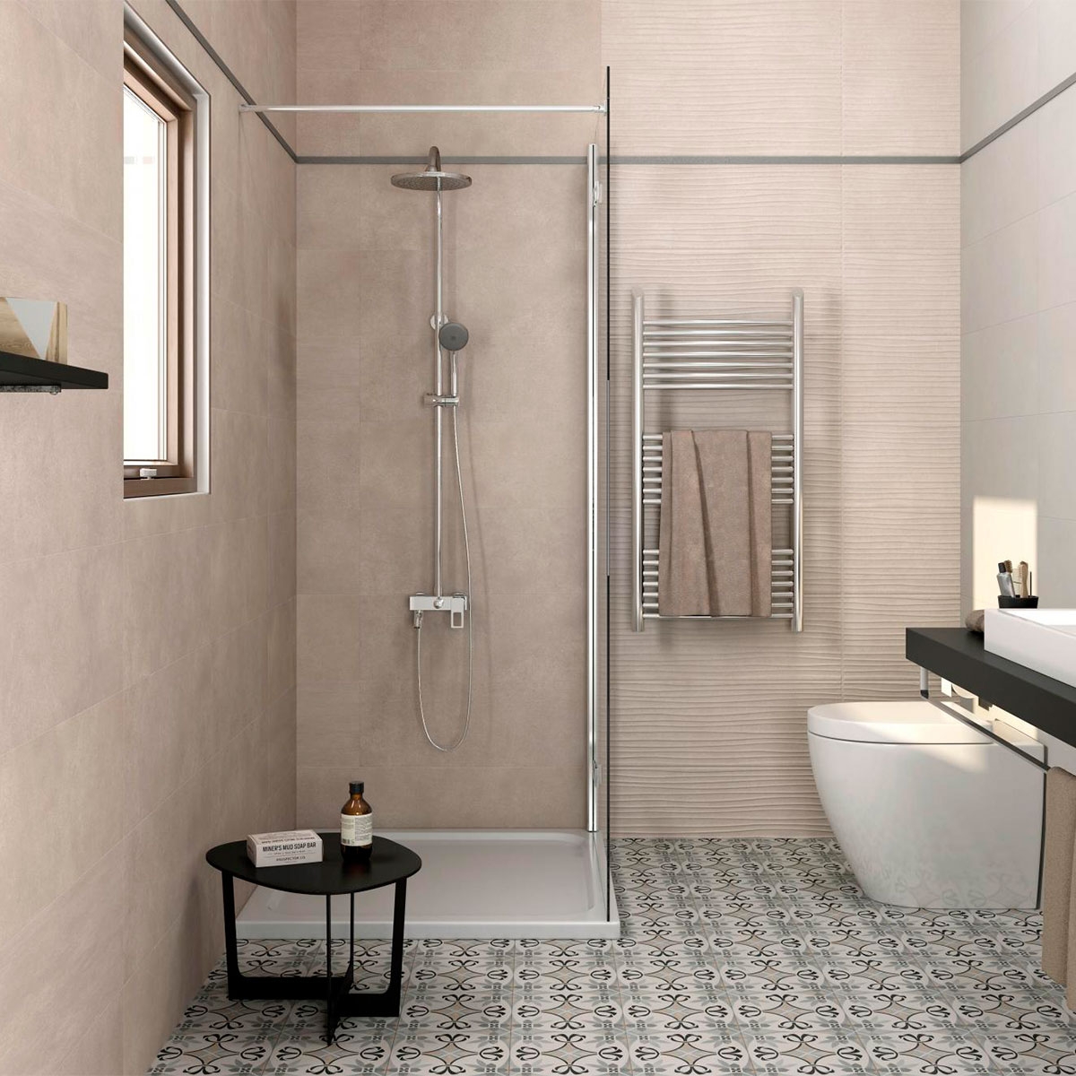 Baño con revestimiento AT Mist Tortora 25x70