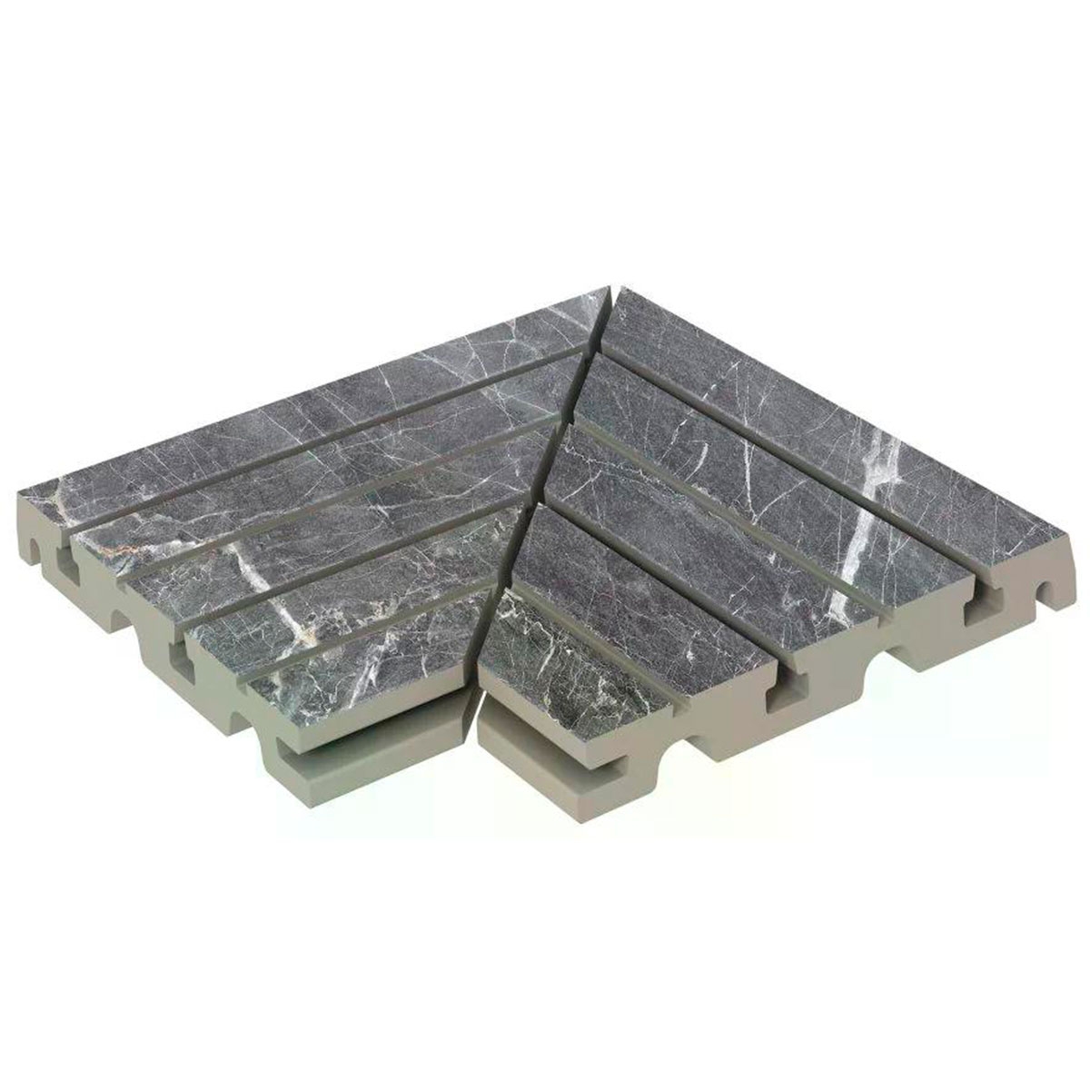 Imperial Left/Right Ash Non-slip Grid Angle 33x33 (Set 2 pieces)