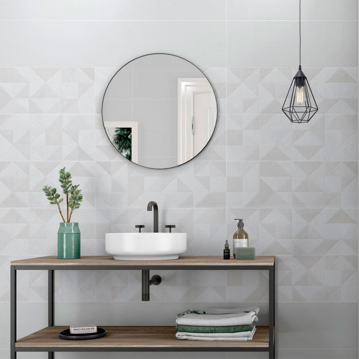 Bathroom with AT Thule Relief Pearl 25x70 coating