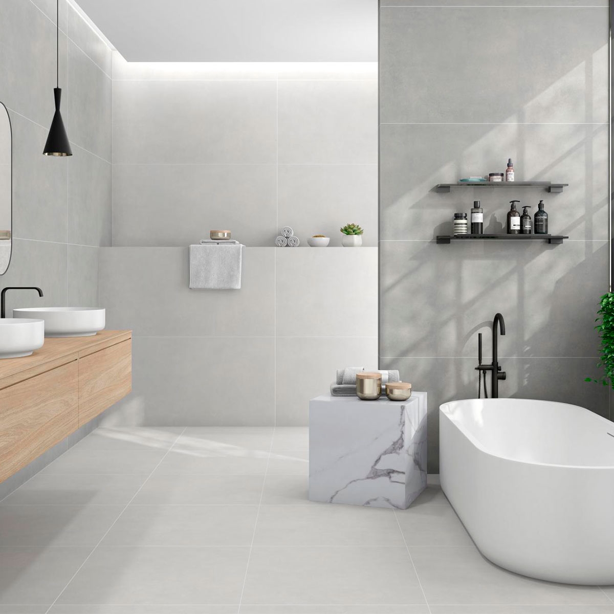 Casa de banho com AT. Blaze Argent 60.8x60.8