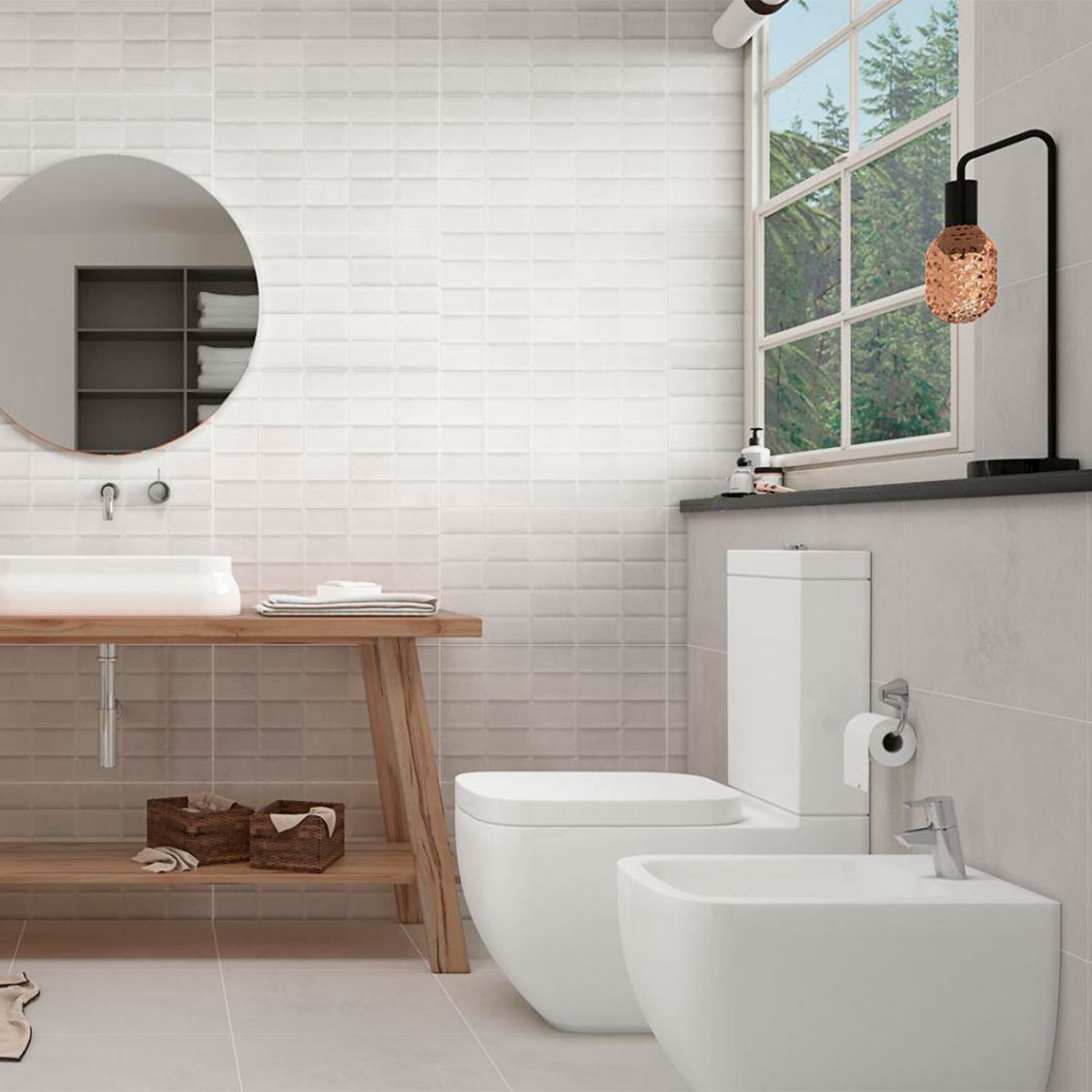 Casa de banho com pavimento AT. Blaze Pearl 45x45