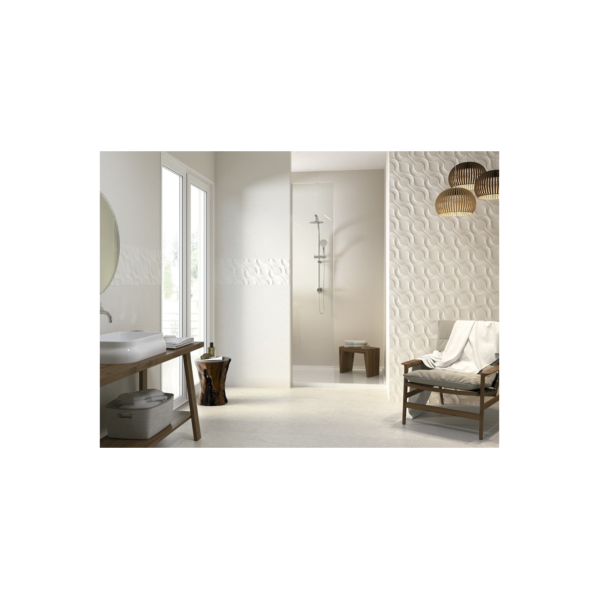 Serie 9523 White Concept von Porcelanitedos – große Badezimmerfliesen