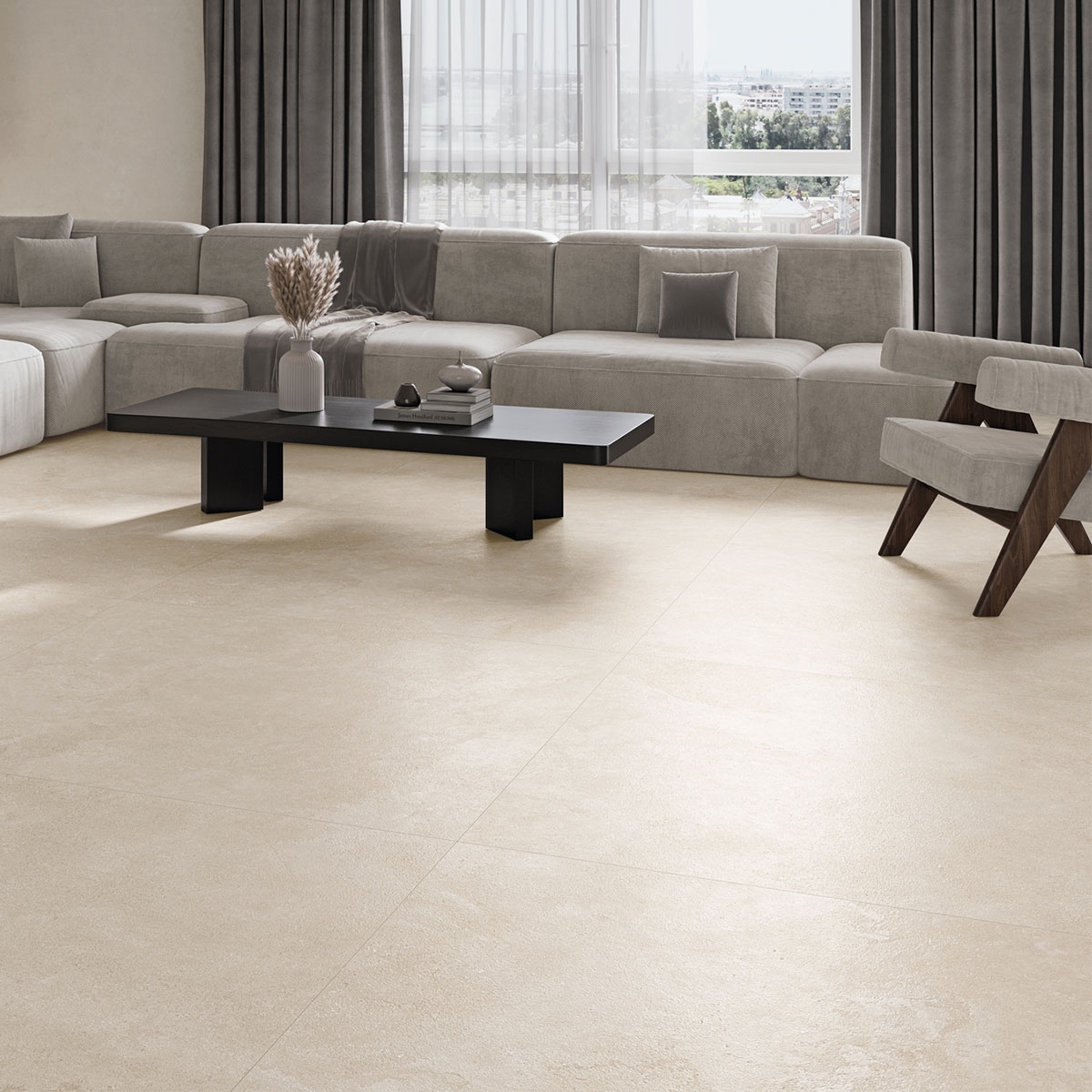 Intérieur avec revêtement de sol Westone Cream Lapado 120x120