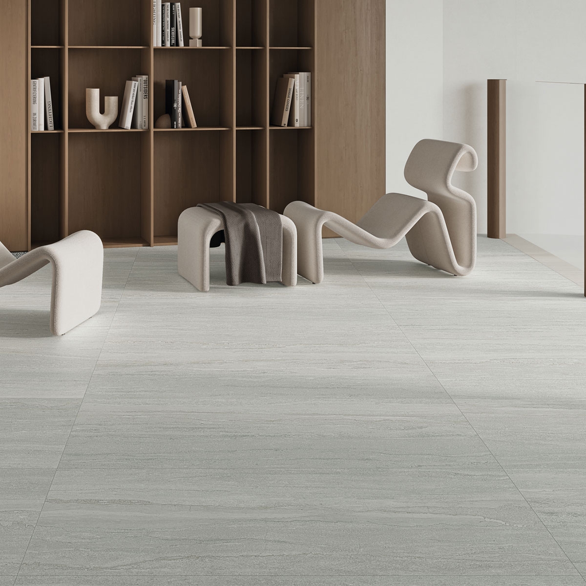 Interior com pavimento mate Eastone Greige 60x120