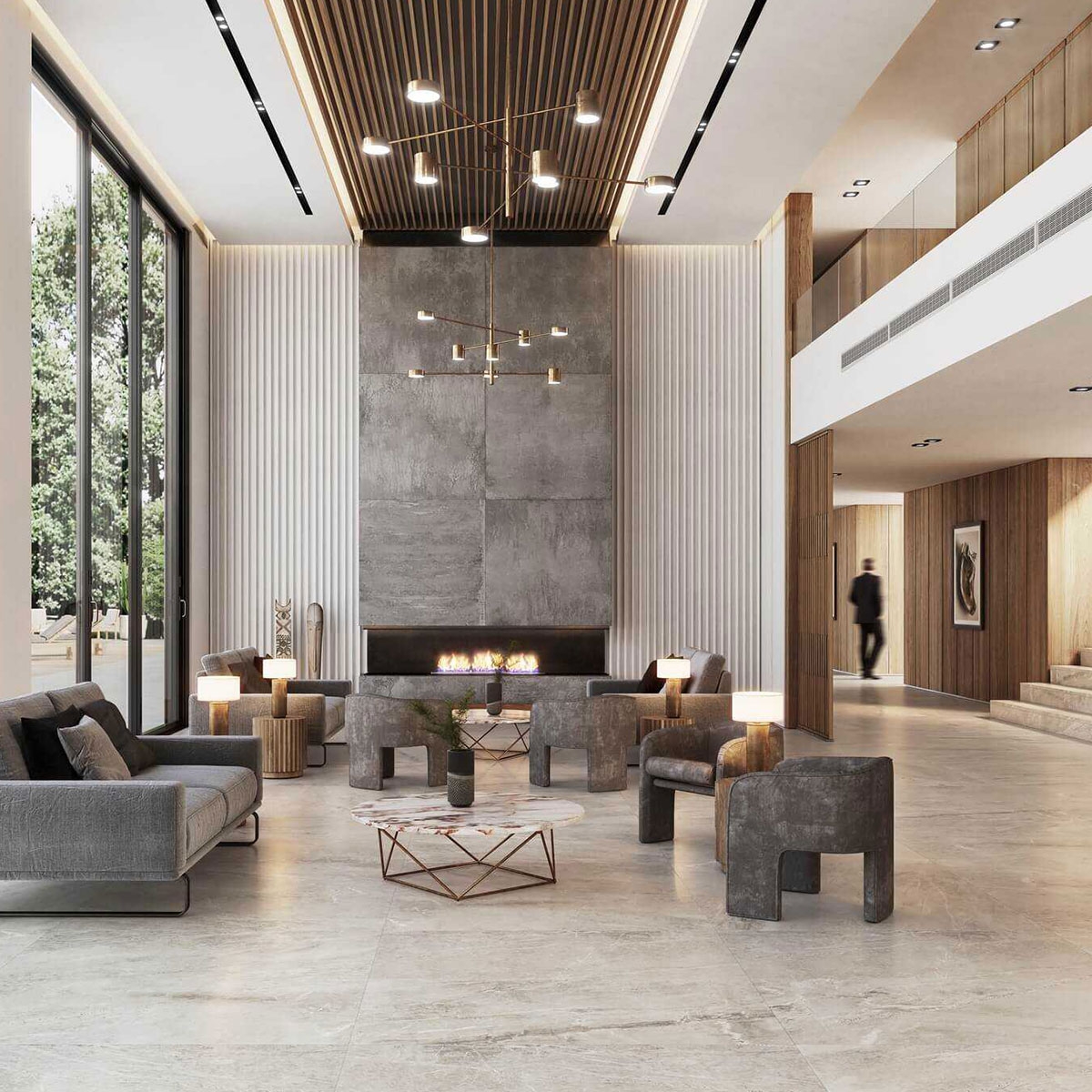 Interior con pavimento Imperial Siena 120x120