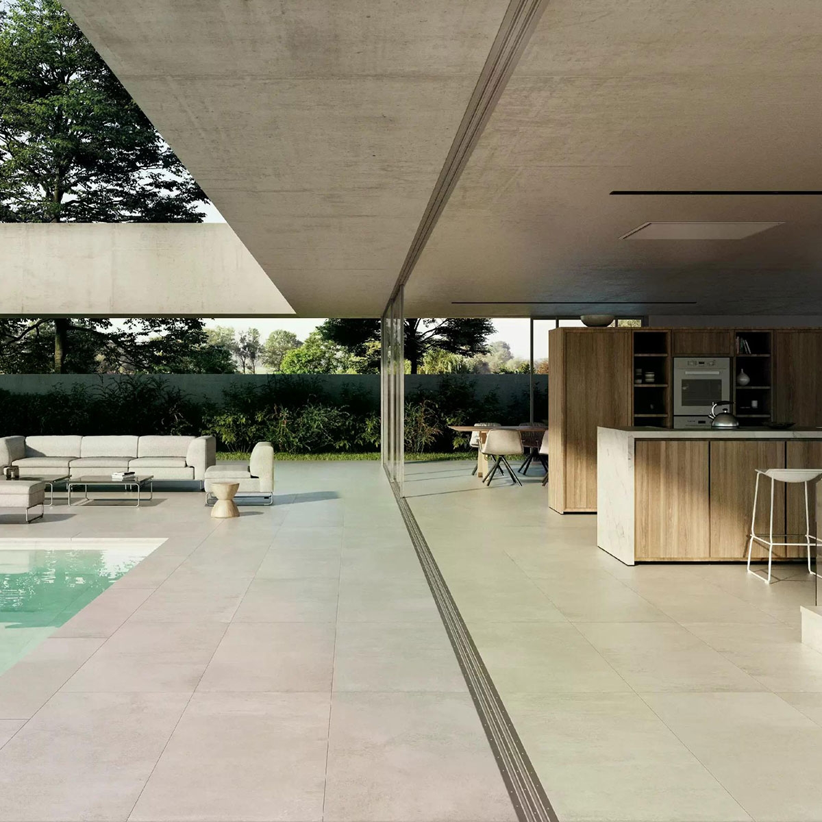 Exterior with Ópera Ivory Non-slip flooring 60x120