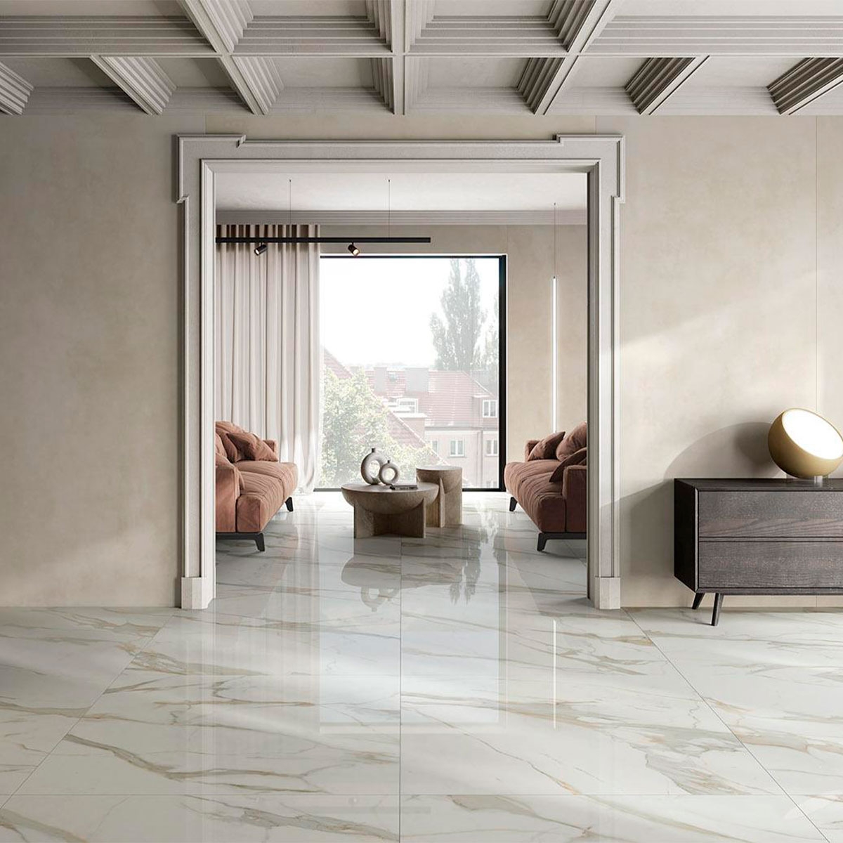 Intérieur avec revêtement Calacata Gold Polished 120x120