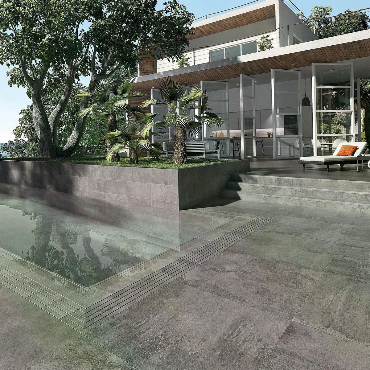 Exterior with Straight Step 120 Opera Iron Non-slip 33x120x3 (Box 2 pieces)