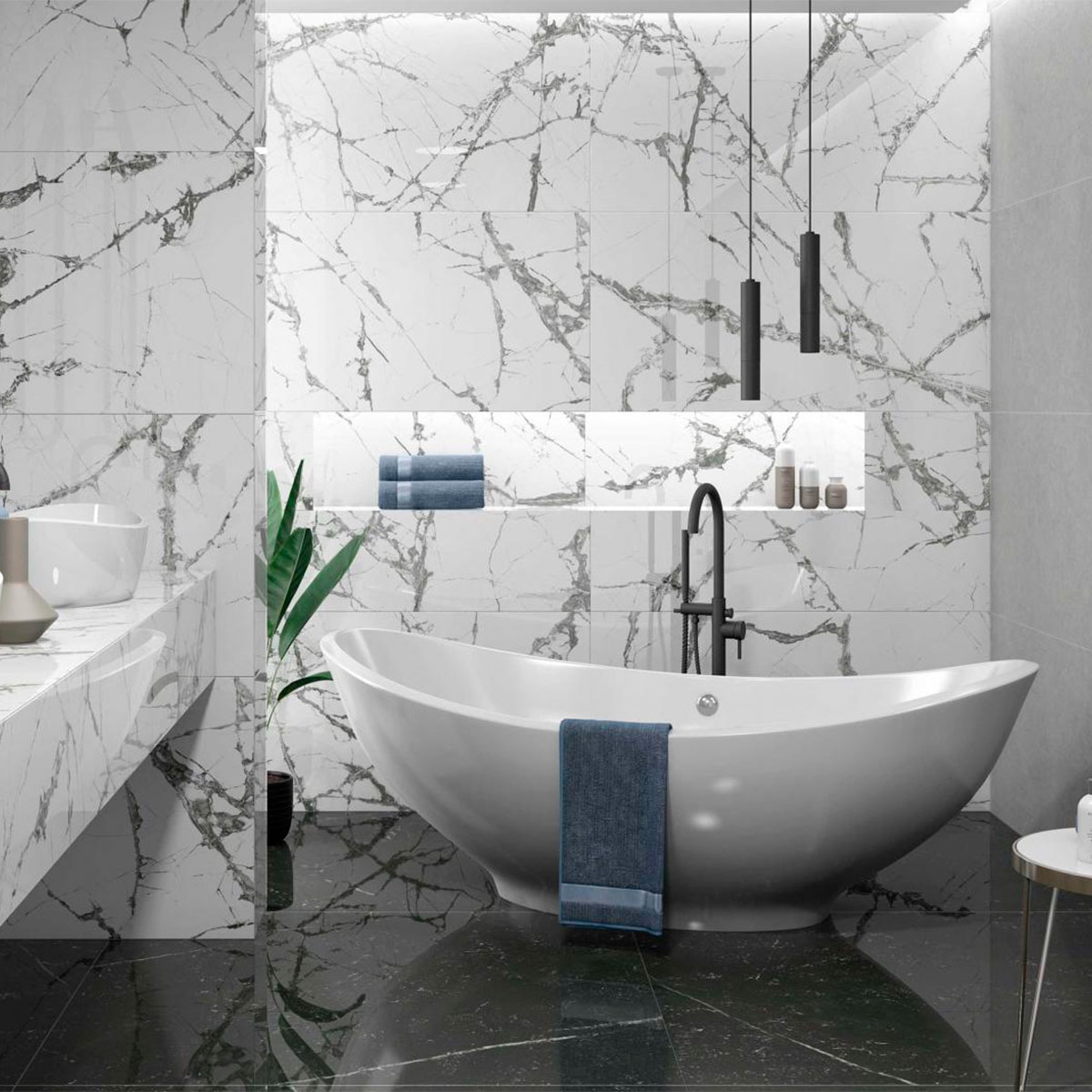 Bathroom with CR Lux Iceberg White coating 60x120