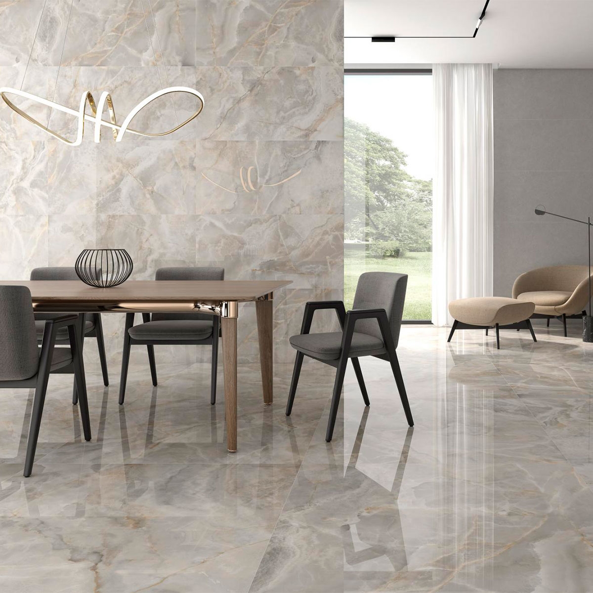 Interior with CR Lux Noor Almond floor and wall tile 60x120