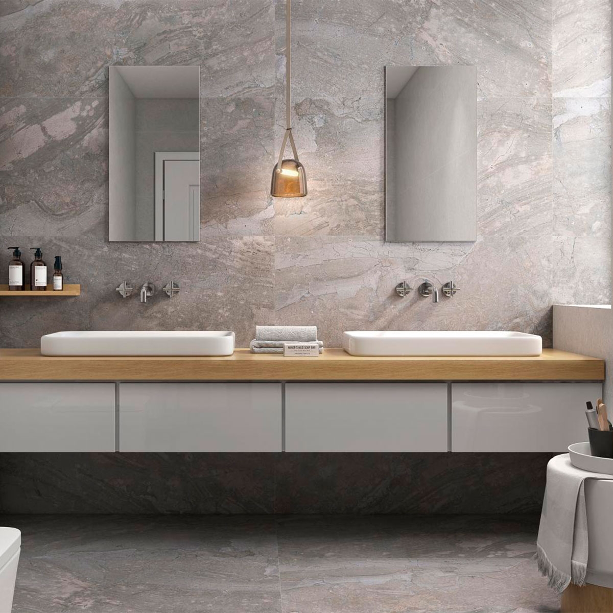 Salle de bain avec revêtement CR Manaus Earth 60x120