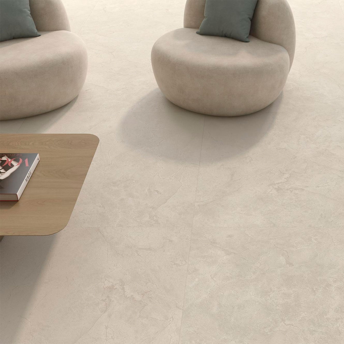 Interior with Crema Marfil Matte flooring 120x120