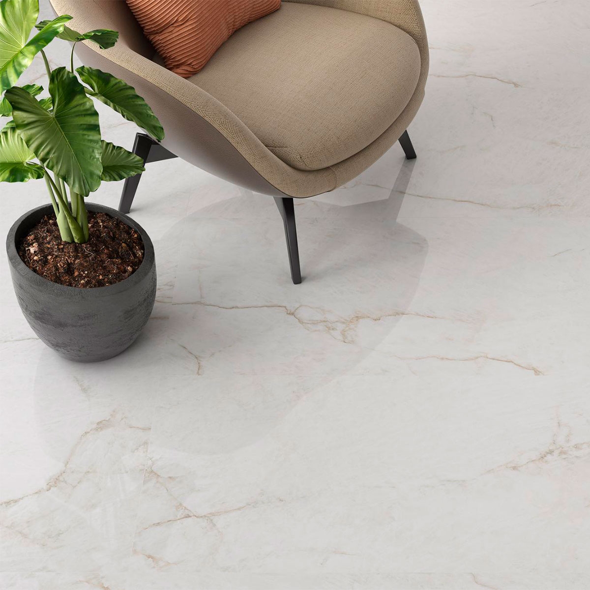 Intérieur avec sol blanc cristal 60x120