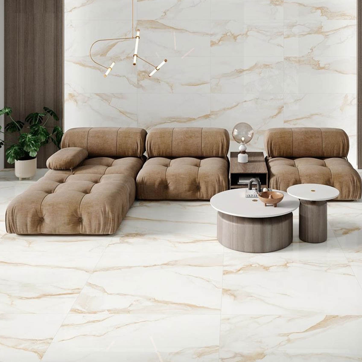 Salon avec revêtement Camile Gold 60x120