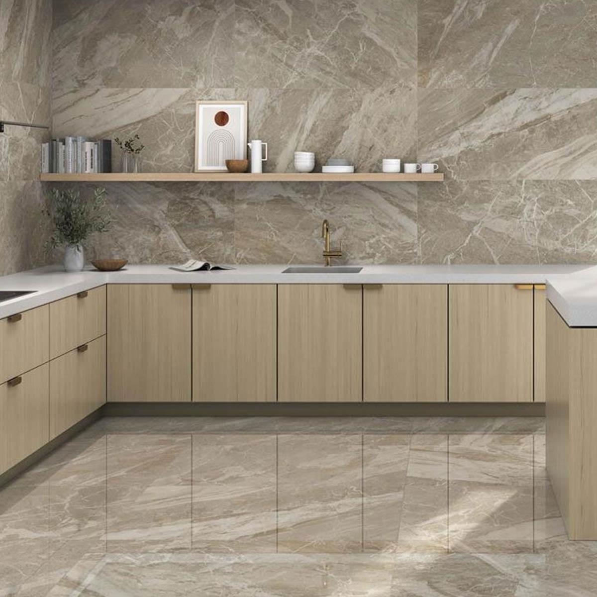 Cocina con Revestimiento Chantal Stone 60x120