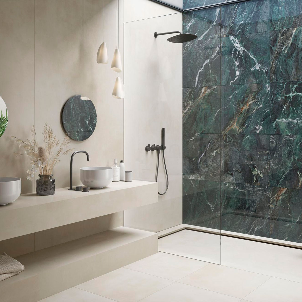 Salle de bain avec Eleganza Matte Beige 60x60 (Boîte de 1,44 m2) - 5