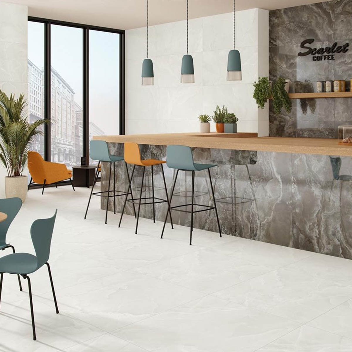 Interior con Revestimiento  Scarlet Soft White 30x60