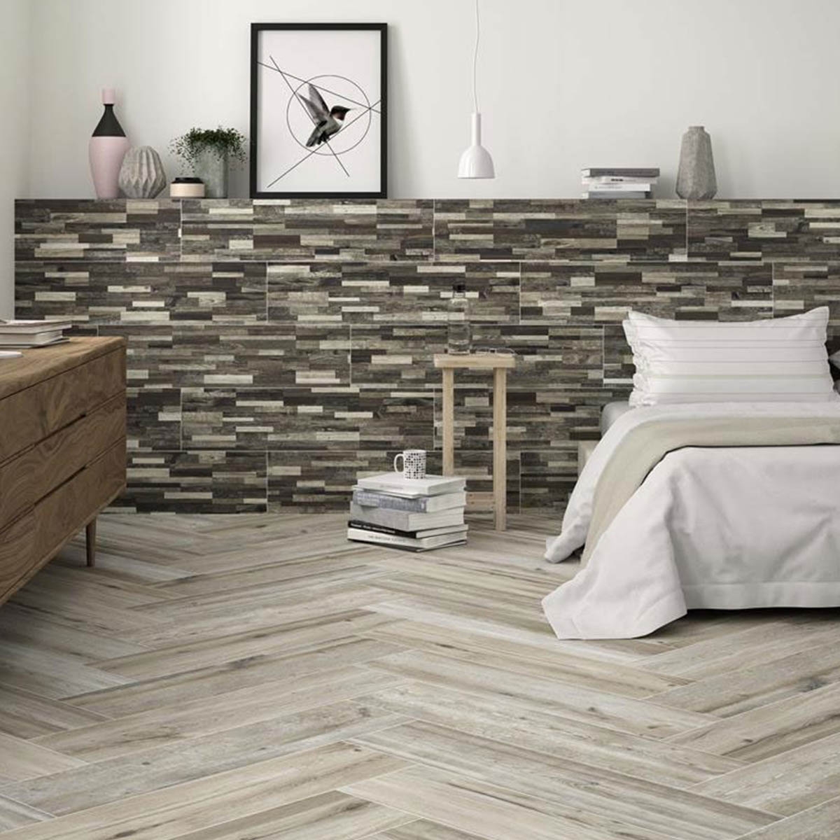 Habitación con Pavimento Springwood Gris 23x120