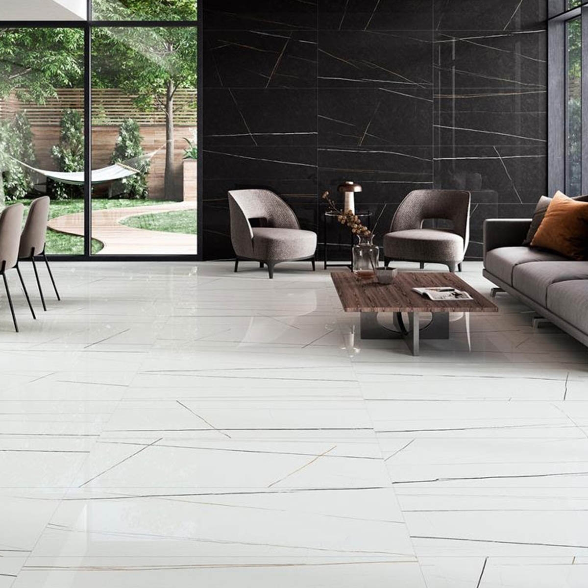 Sala com revestimento Symphony Noir 60x120