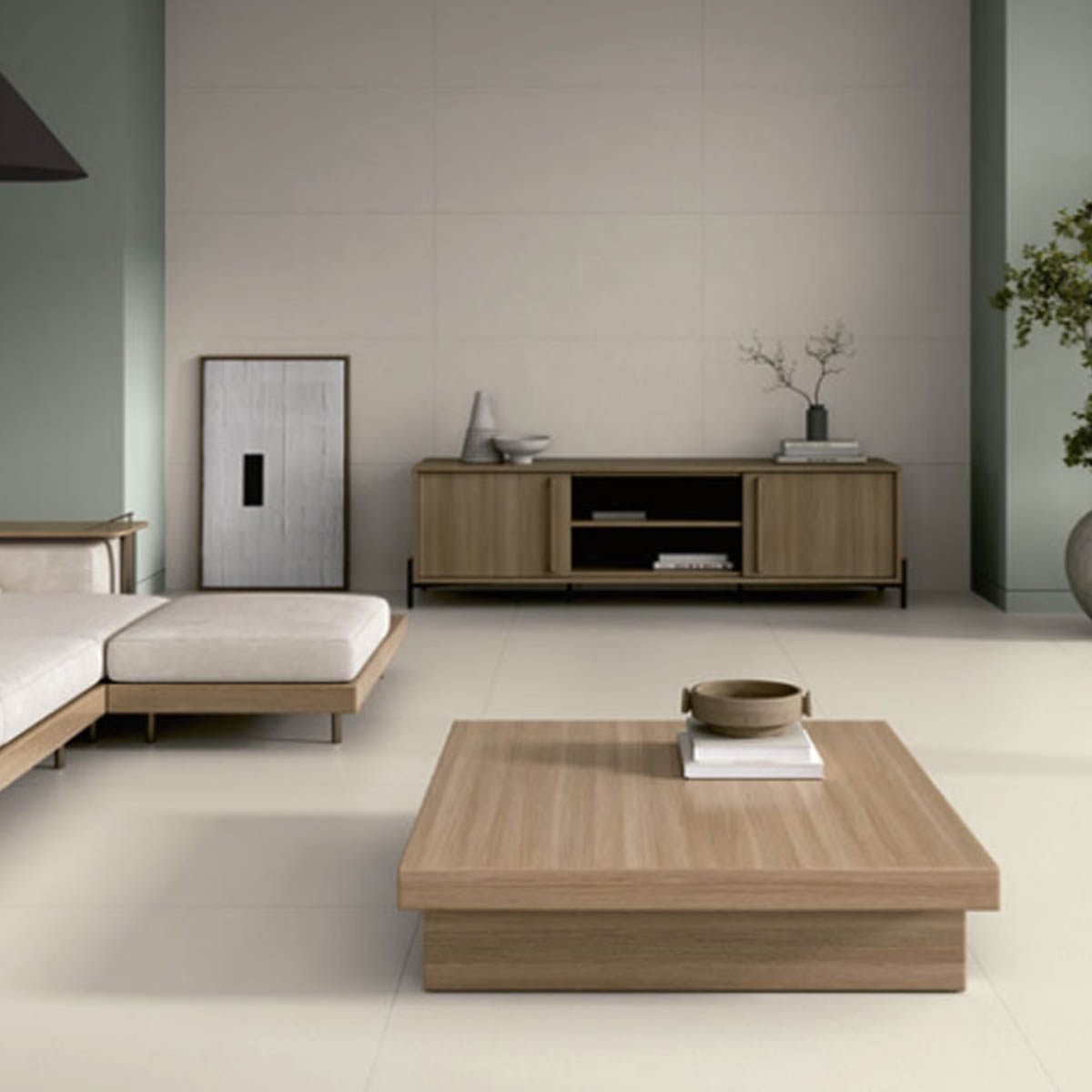 Sala com Fase de Chão Marfim 100x100