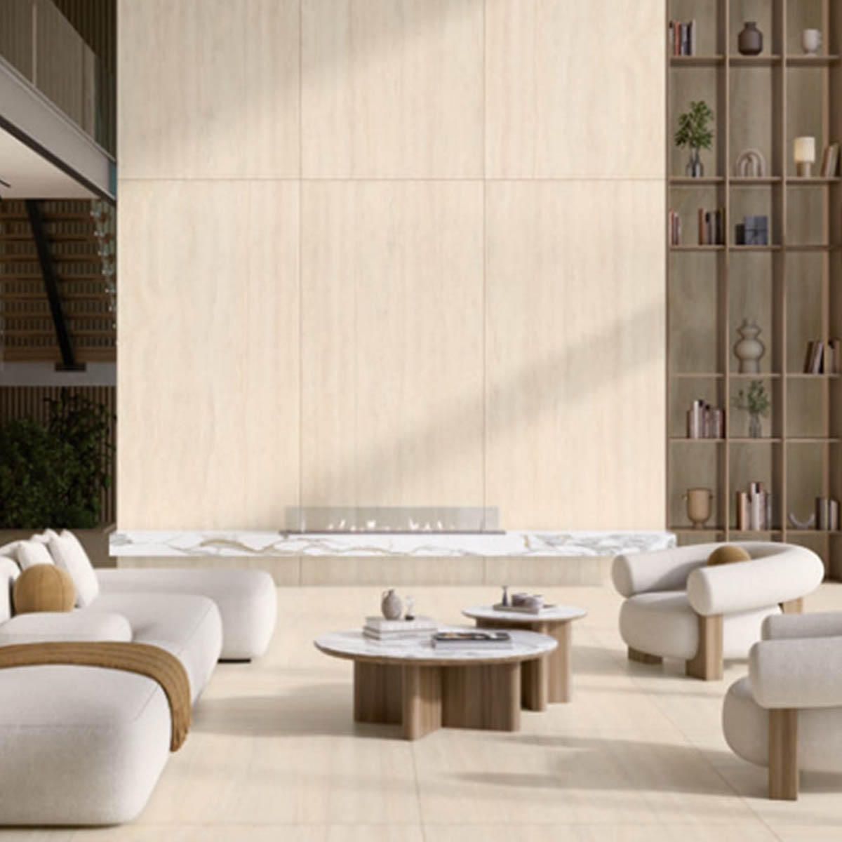 Living Room with Flooring Sforza Ivory 120x120