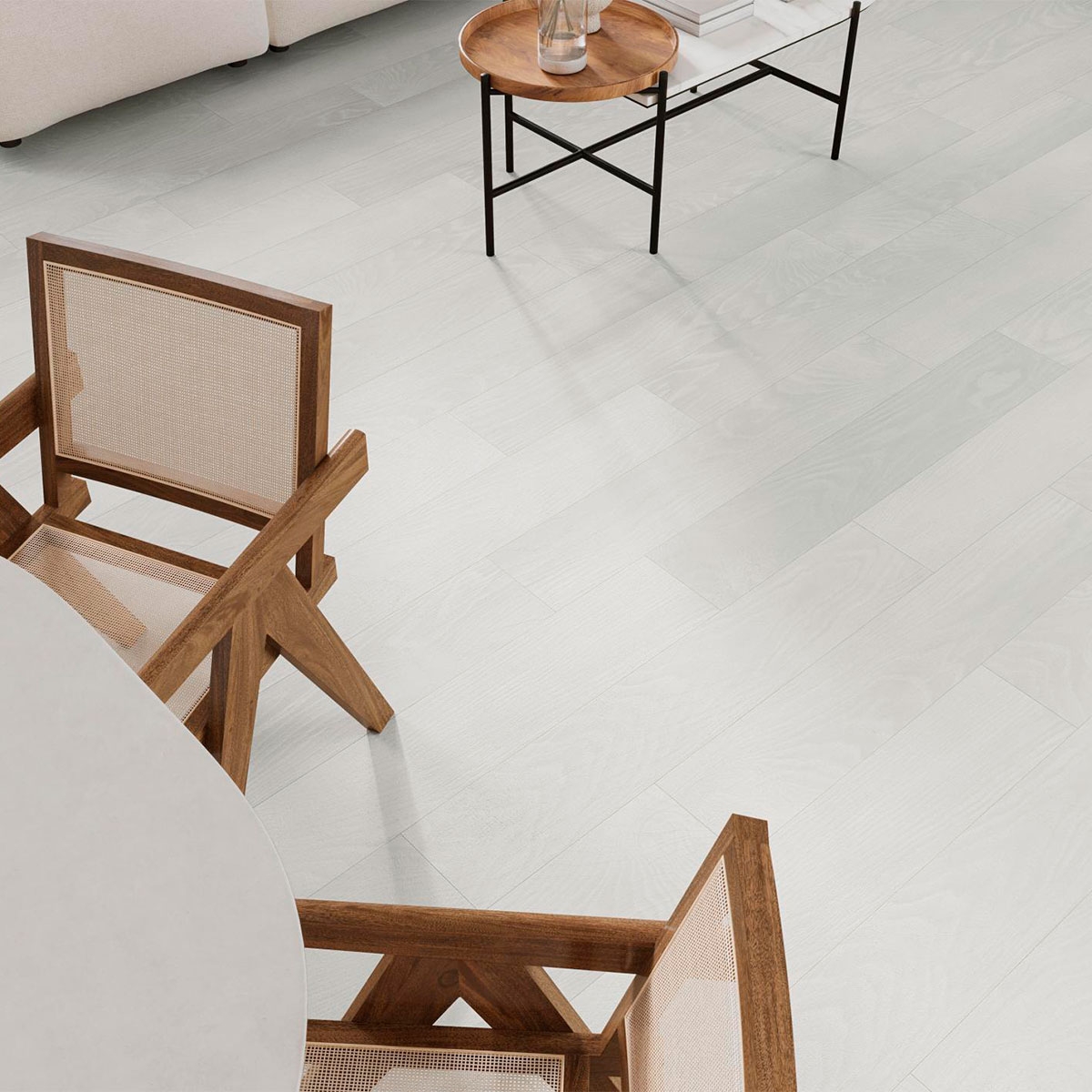 Interior com pavimento Eternity White 20x120