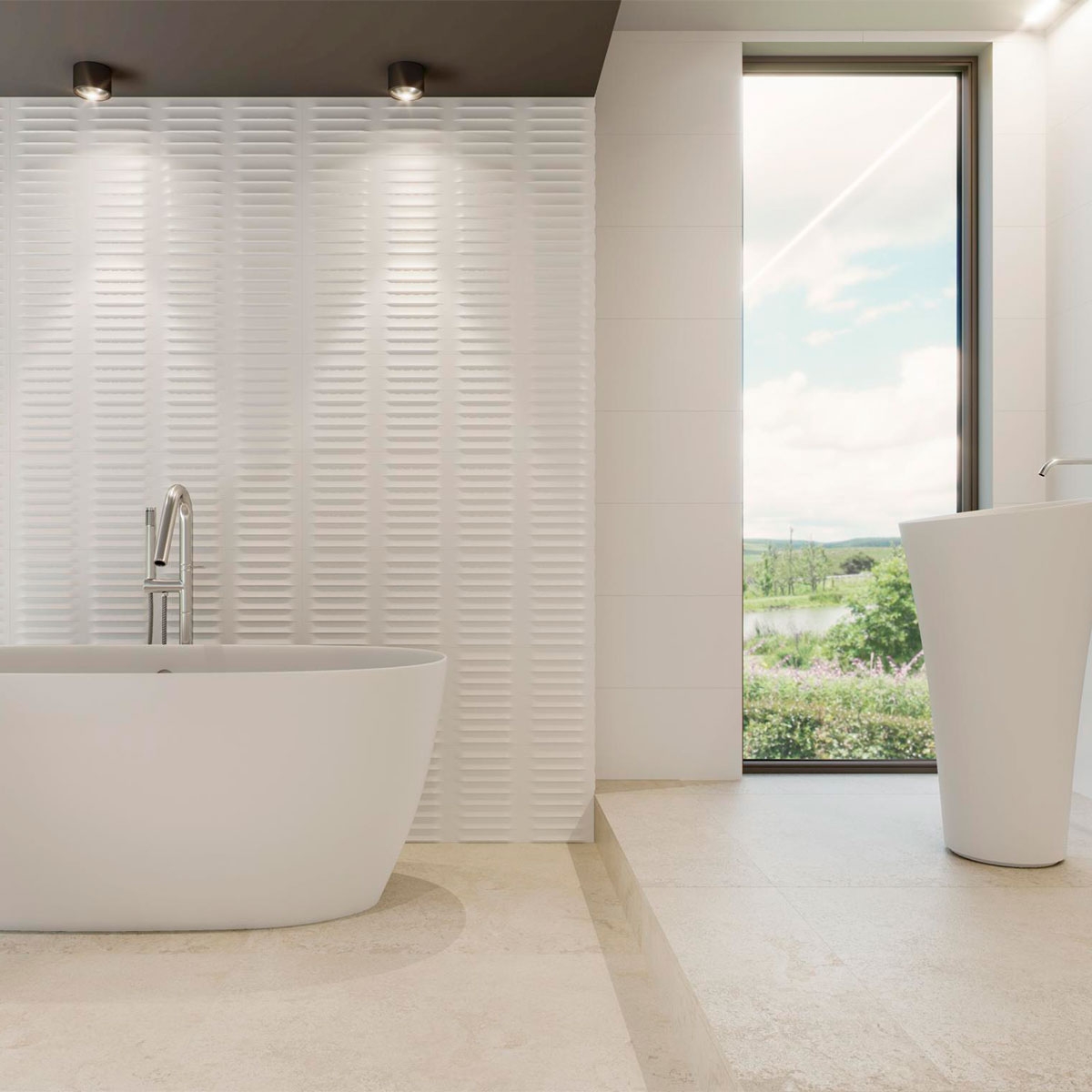 Bathroom with Ghat Relief Snow coating 30x90