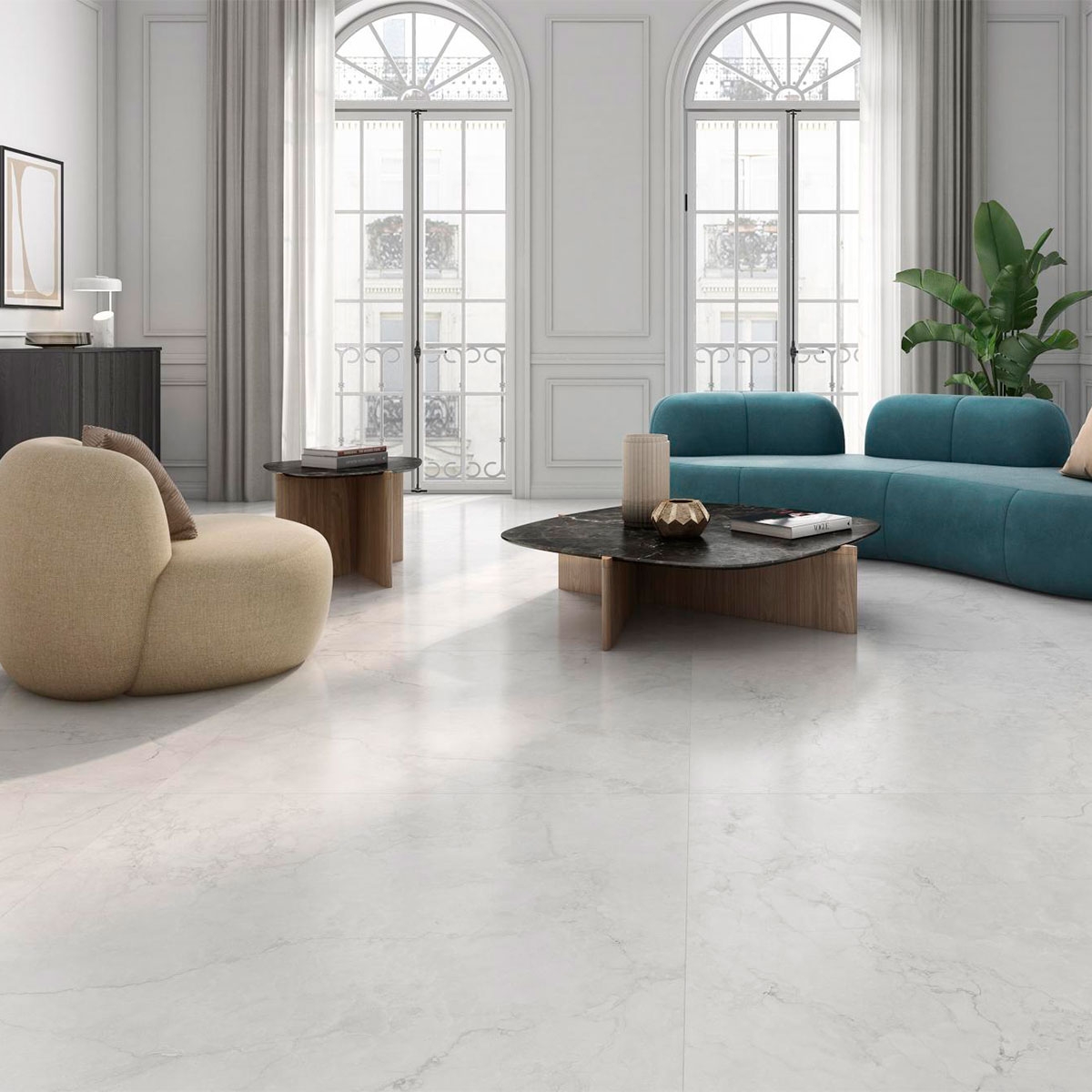 Salon avec sol Hermes White 60x120