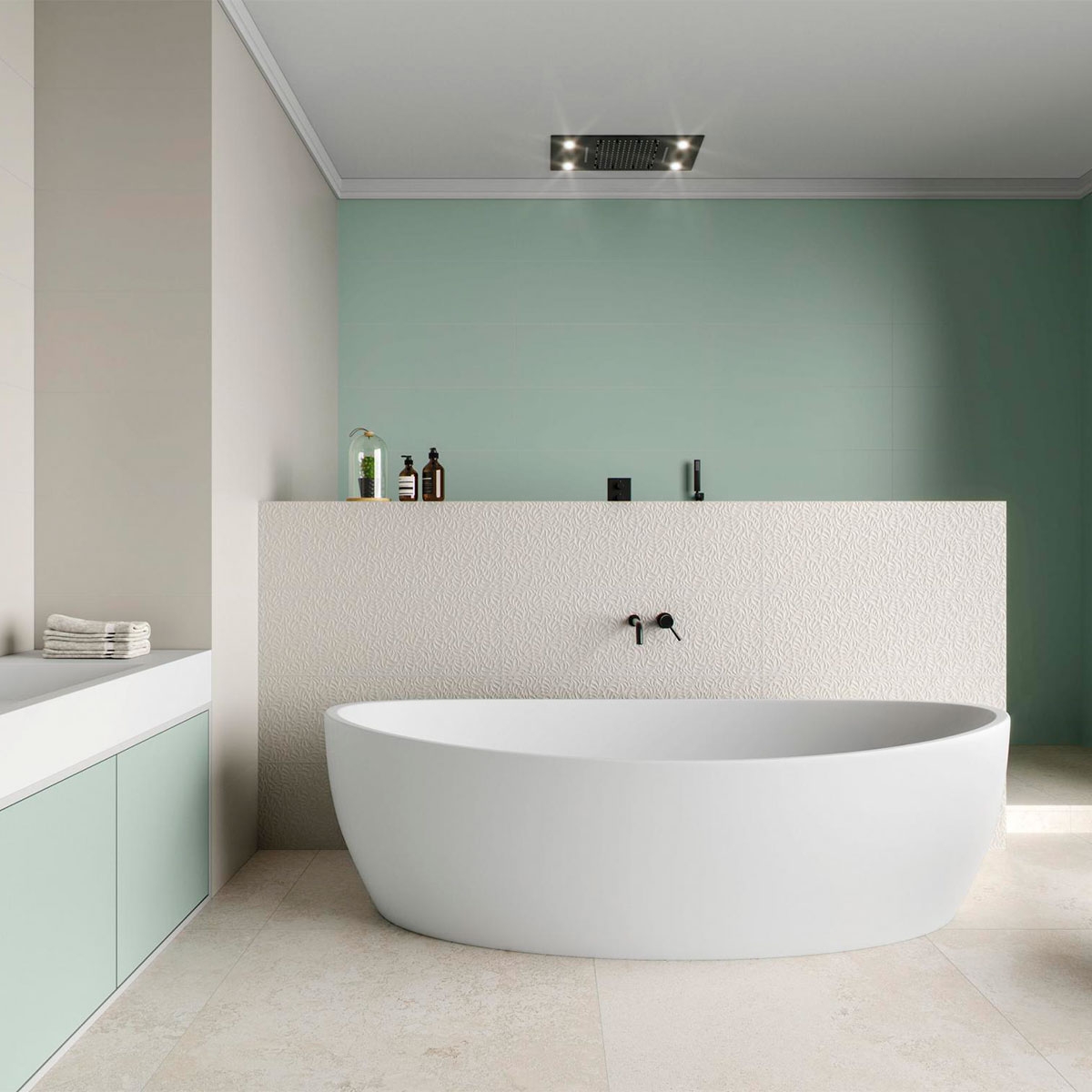 Bathroom with Irida Decor Pearl 30x90 cladding