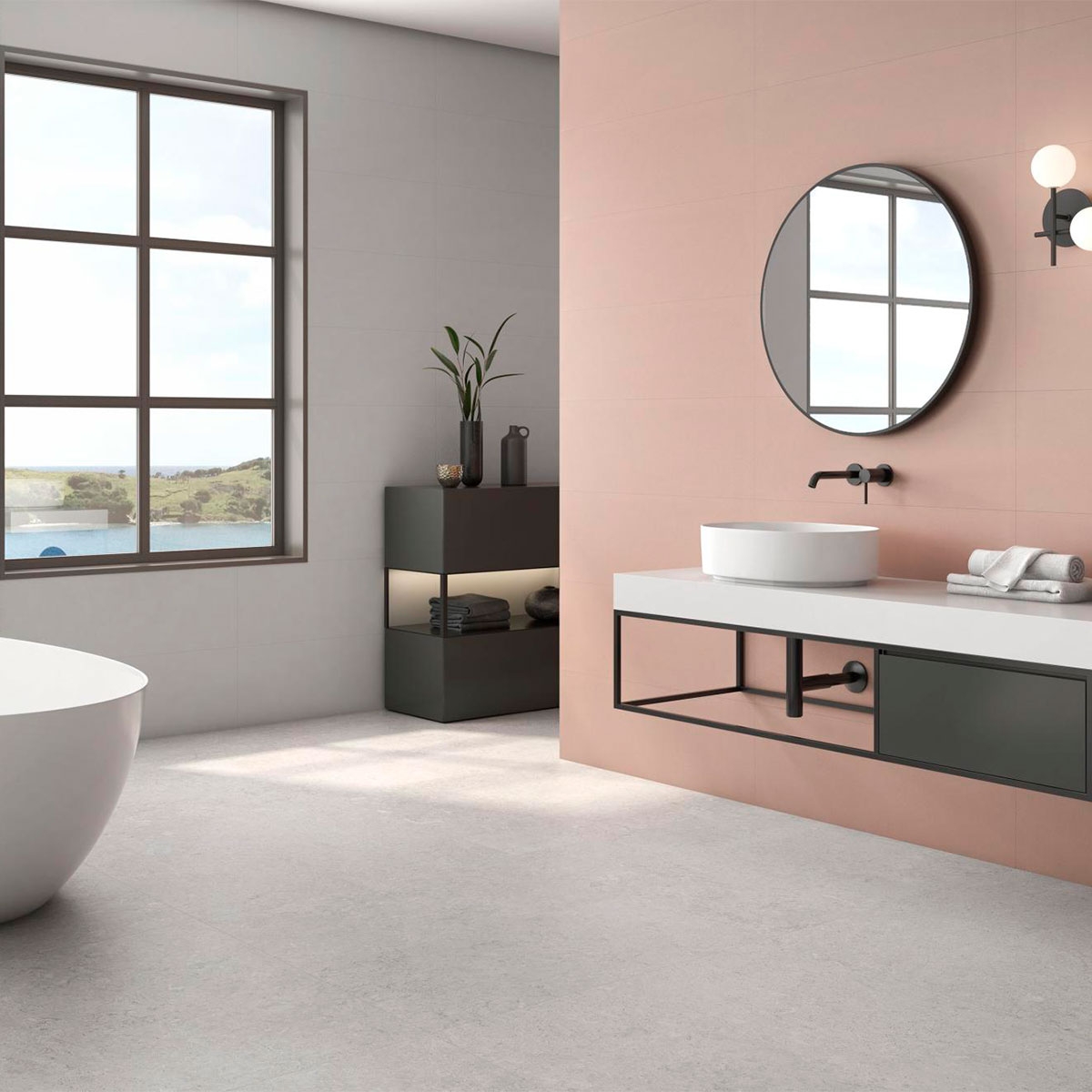 Baño con revestimiento Irida Nude 30x90