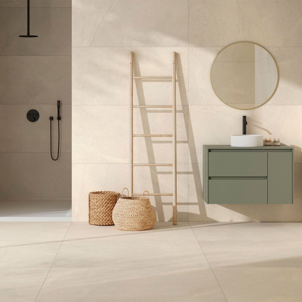 Bathroom with Kenzo Beige Antic flooring 90x90
