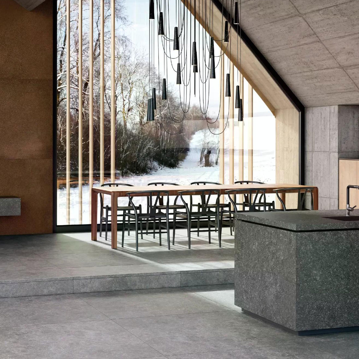 Interior with Ardenas Gray pavement 11mm 120x120